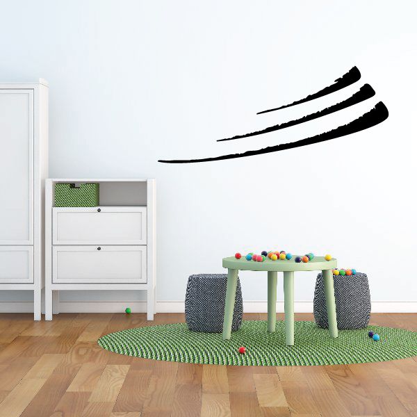 Curved black pinstripe vinyl decal with three swoosh lines