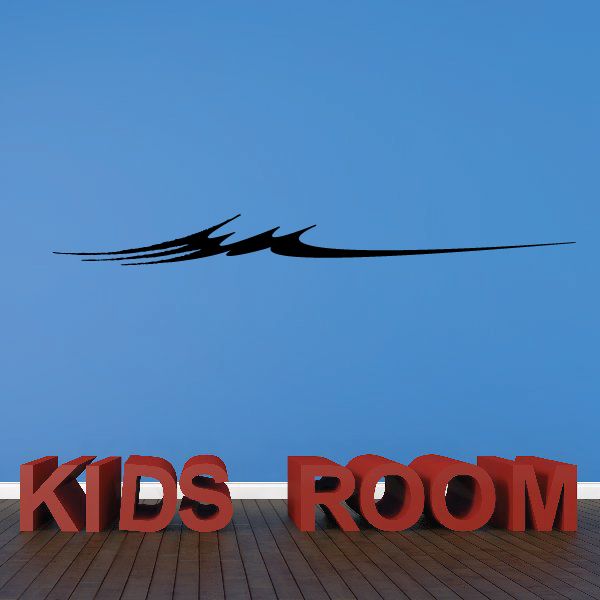 Black pinstripe decal with red “KIDS ROOM” wall lettering
