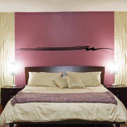 Vehicle pinstripe vinyl decal with thin black curved stripe for walls