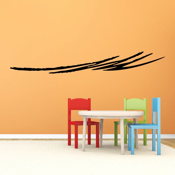 Vehicle pinstripe vinyl decal with black curved stripe swoosh