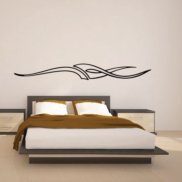 Black pinstripe vinyl decal with sweeping tribal flame-style lines