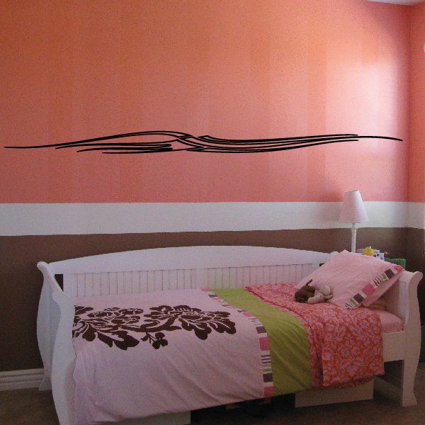 Black vehicle pinstripe vinyl decal line for wall, long horizontal stripe