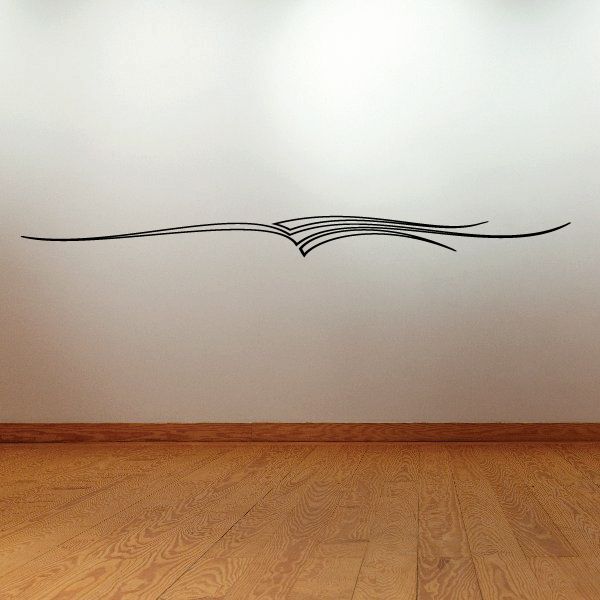 Pinstripe vinyl vehicle decal with black sweeping line and central wing motif