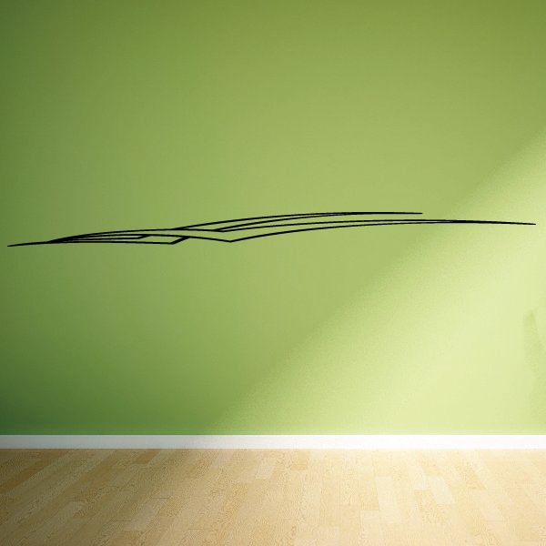 Pinstripe vinyl decal with thin black racing stripe and angled accent