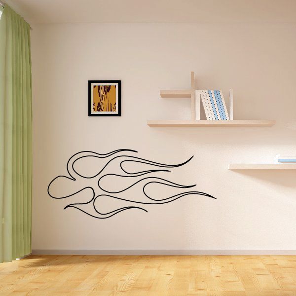 Vehicle pinstripe vinyl decal with black flame-style stripes for wall or vehicle