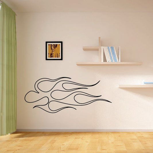 Vehicle pinstripe vinyl decal with black flame-style stripes for wall or vehicle