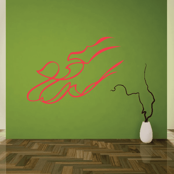 Red vinyl pinstripe decal with script lettering