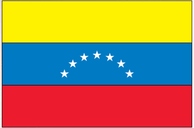 Venezuela flag sticker with yellow, blue star band, and red stripes