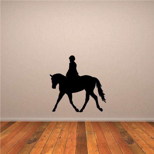 Walking horse with rider decal, dark silhouette