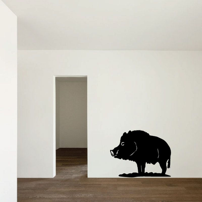 Warthog standing decal, black silhouette on white wall