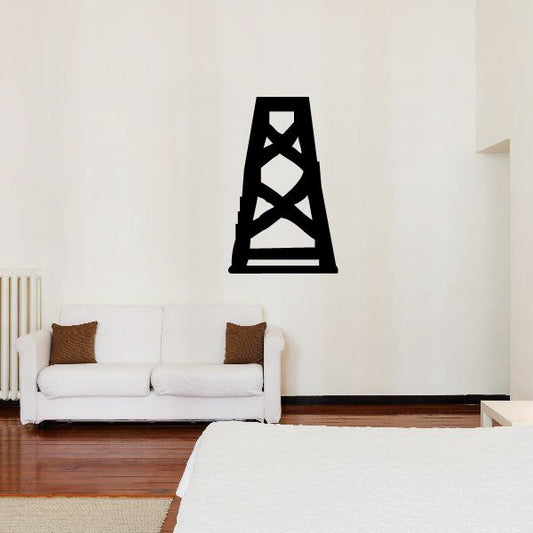 Black water tower frame wall decal with geometric design