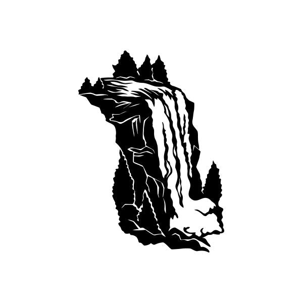 Stylized animal silhouette vinyl decal sticker, black with white lines