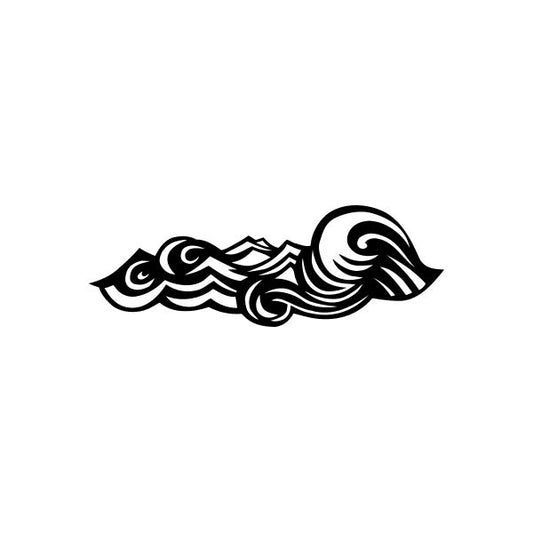 Car vinyl decal sticker with black wave and swirl design