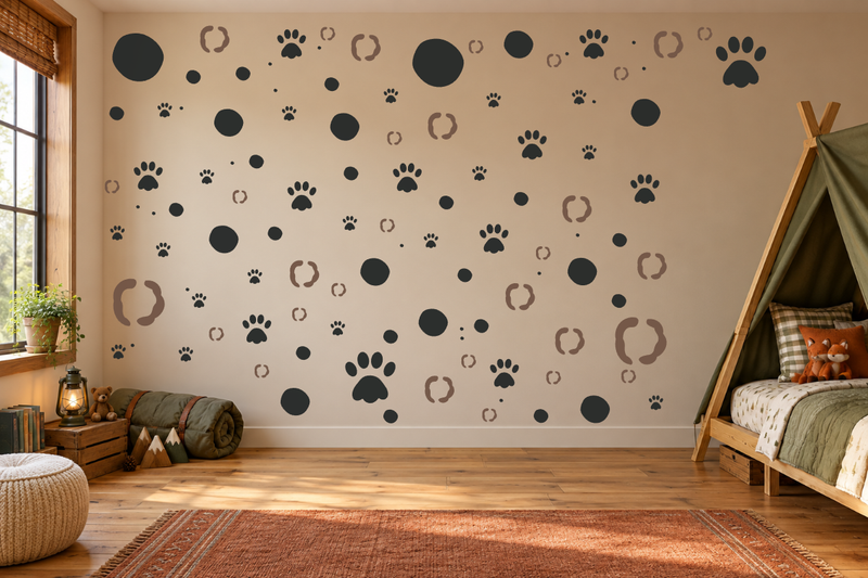 Wild Cat Paw Trail Wall Decal Kit