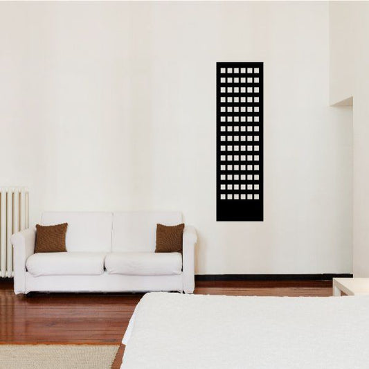 Black window building wall decal with grid of small white squares