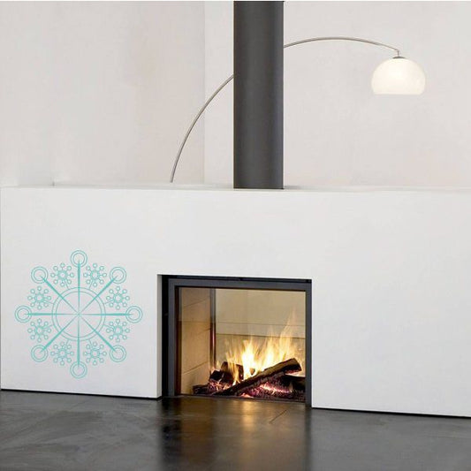 Winter snowflake wall decal with teal line snowflake design