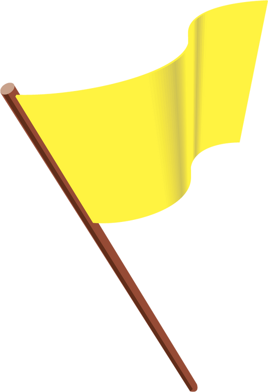 Yellow flag sticker on brown pole