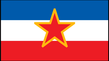 Slavie flag sticker with blue, white, red stripes and a yellow five-point star