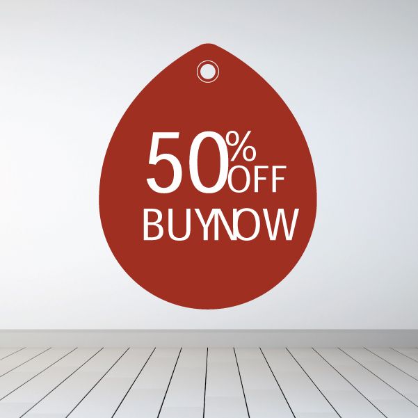 Image of 50% Buy Now Retail Discount Sign Wall Decal - Vinyl Decal - Car Decal - Idcolor046