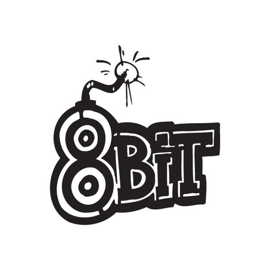 Graffiti-style 8-bit decal in black with target icon and 8BIT text