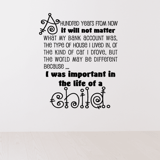 Image of A hundred years from now it will not matter what my bank account was Wall Deal