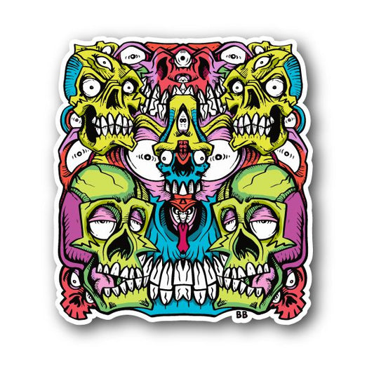 Image of Abstract Colorfull Skulls with Eyes And Teeth Vinyl Sticker