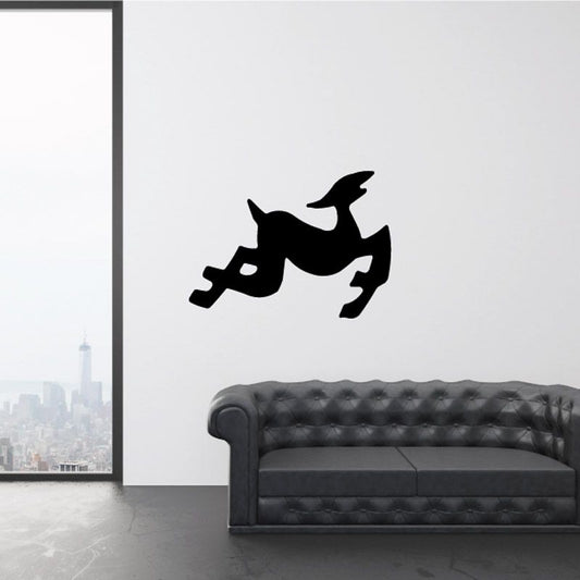 Abstract leaping goat wall decal, black silhouette