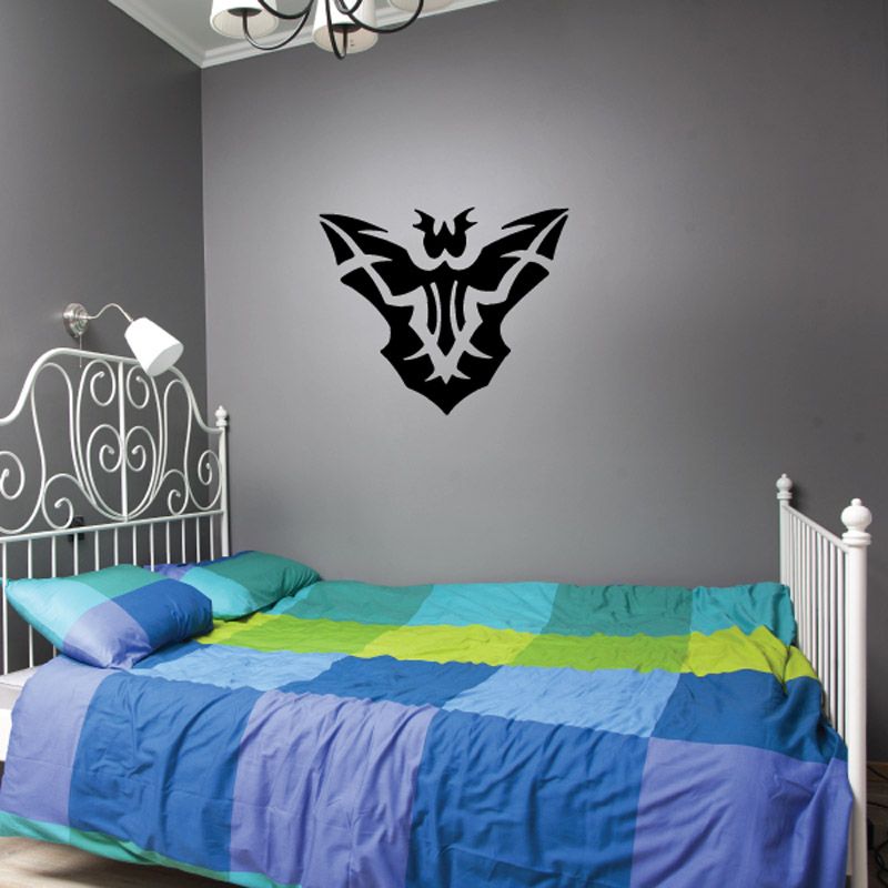 Abstract night bat wall decal, black with stylized wing pattern