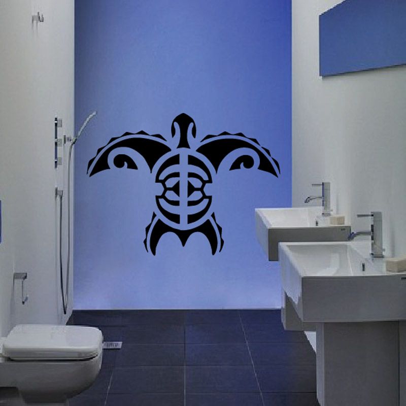 Abstract sea turtle wall decal, black outline