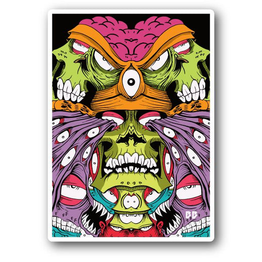 Abstract Scary Green Skull Vinyl Sticker