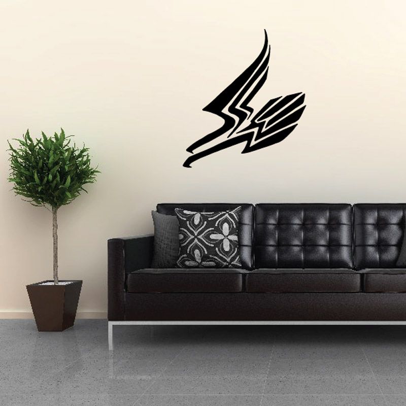 Abstract flying eagle decal, black stylized swift/bird wall sticker