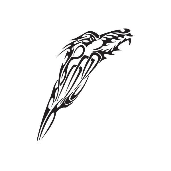 Abstract wolf head decal, black tribal-style design