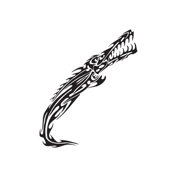 Abstract tribal crocodile head decal, black ornamental style