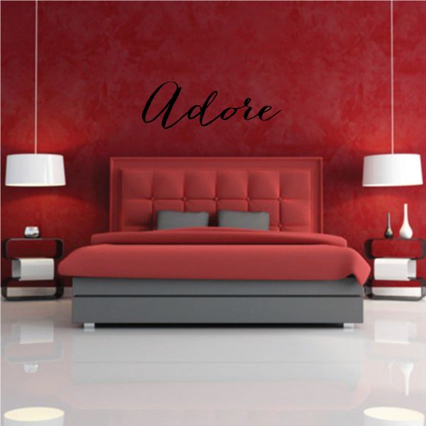Adore wall decal with black cursive script lettering