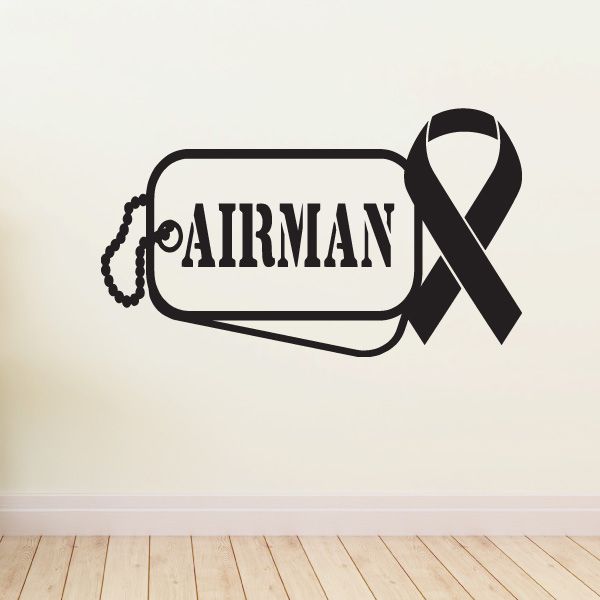Image of Airman Dog Tags with Ribbon Decal