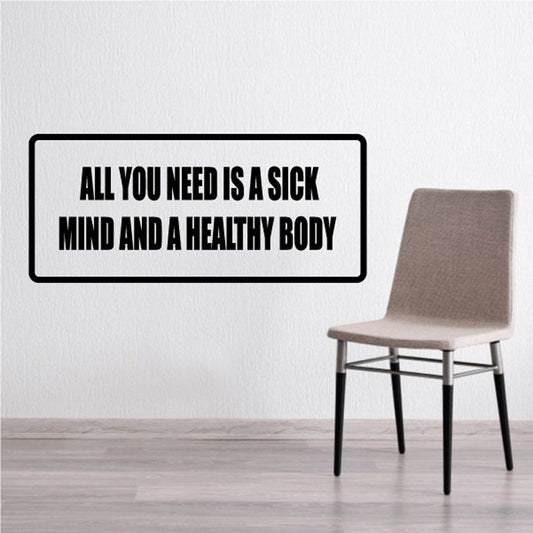 Inspirational wall decal with black text inside a white rectangular border