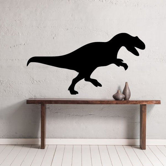 Allosaurus wall decal of a black dinosaur silhouette in side profile