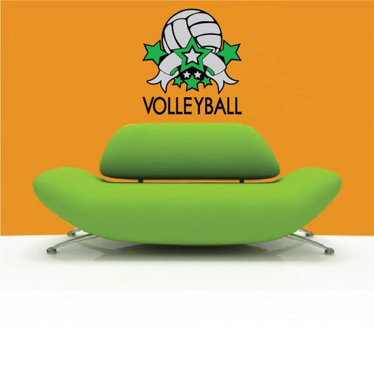 Allstar volleyball sticker with green and white logo, star and volleyball icon