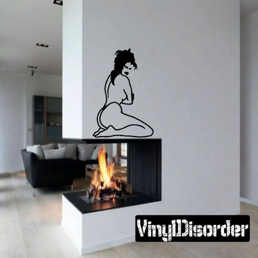 Wall decal of a black sitting woman in lingerie
