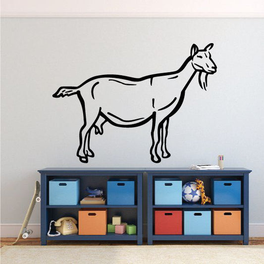 Standing goat outline wall decal, black