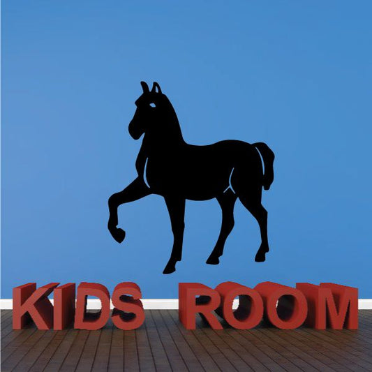 Black horse silhouette wall decal with raised mane and legs