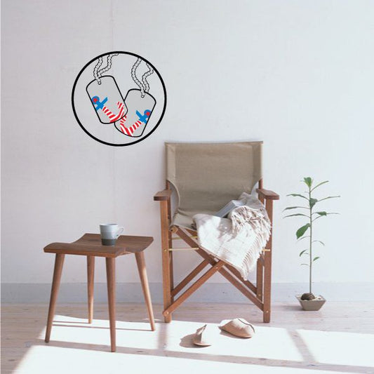 Image of America Flag Anchor Dog Tags Printed Die Cut Decal