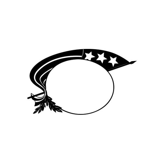 Black America flag frame decal with circular outline and star border
