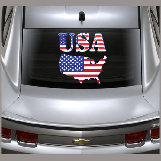 Die-cut USA decal with printed American flag