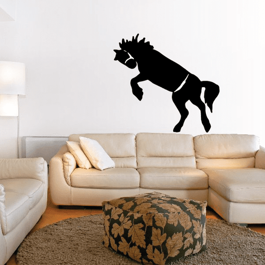 American Quarter Horse jumping decal, black horse silhouette