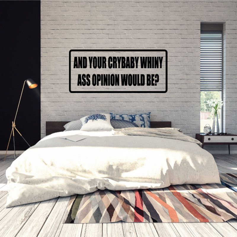 Vinyl wall decal: black text on white rectangle with thick black border