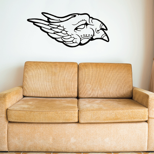 Angel wings masquerade mask decal with white bird mask and black outline