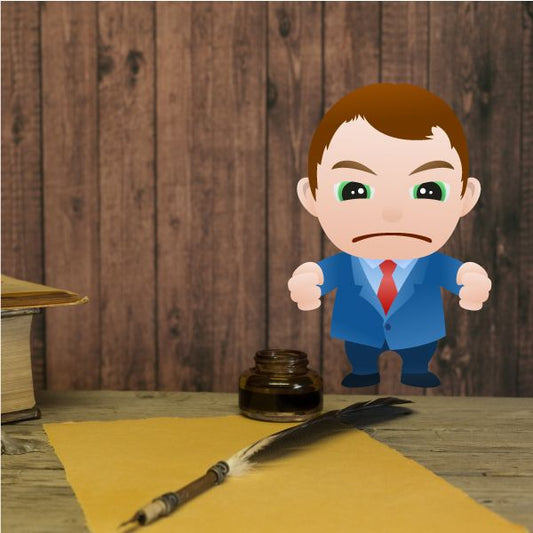 Image of Angry Cartoon Businessman Wall Decal - Vinyl Sticker - Car Sticker - IDCOLOR009