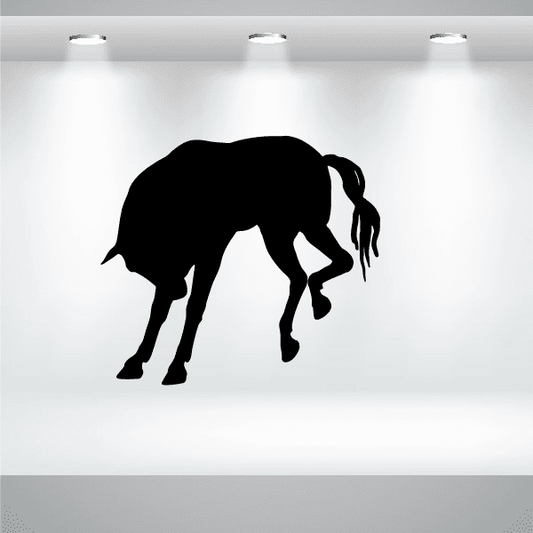 Horse kicking silhouette decal, black angry horse design