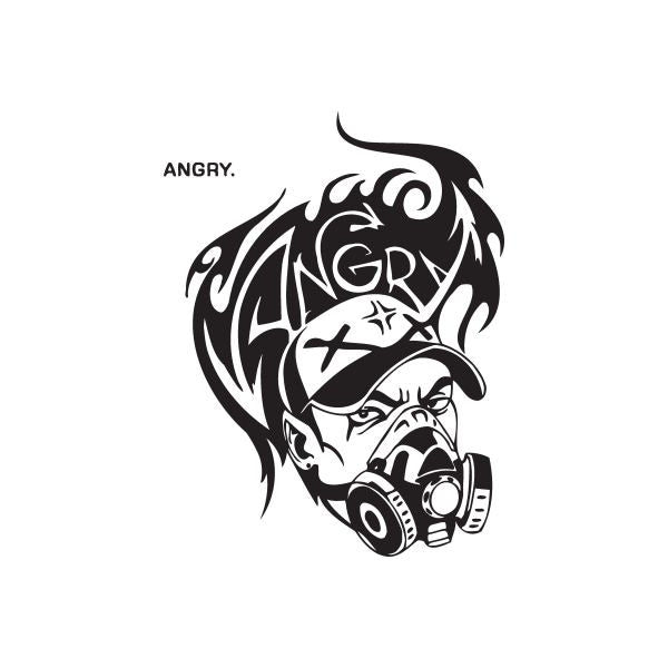 Image of Angry Tagger in Gas Mask Graffiti Decal